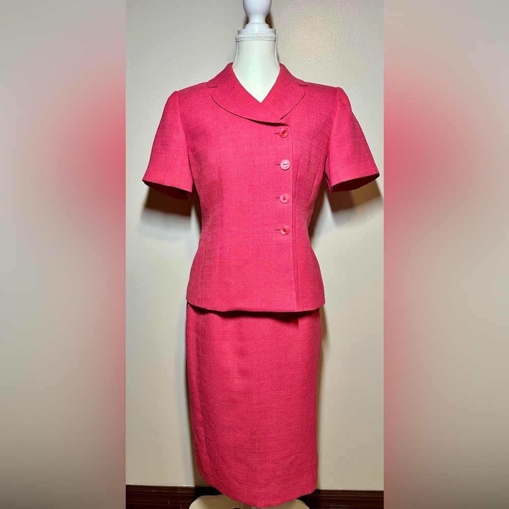 Le Suit Vibrant Pink Skirt Set
